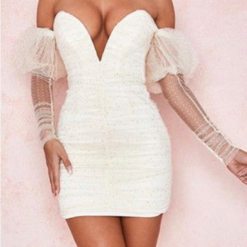 1 X 'MILANA' IVORY CRYSTAL AND TULLE DRESS - SALE